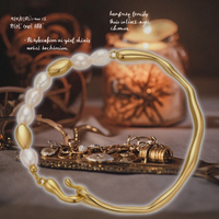Nouveau design 18K PVD plaqué or 7-8mm Bracelet en perles de riz véritable naturel d'eau douce
