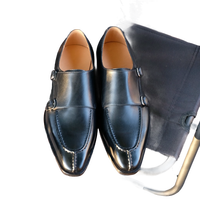 Chaussures habillées Blake Hand Welt pour hommes, style britannique, en cuir, à bout carré, avec deux brides, à enfiler, pour mariage et occasions formelles