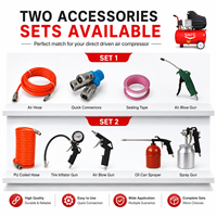 Compresseur d'air à piston à entraînement direct portable 24L 50L 8 bars, alimentation CA, refroidissement par air, pour gonflage de pneus, peinture au pistolet, travail du bois
