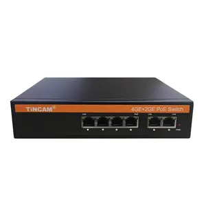 TiNCAM AI 스마트 기가비트 4 포트 2 업링크 VLAN POE 스위치 65W 전원 IGMP 스누핑 이더넷 스마트 스위치 CCTV,NVR IP 카메라 용