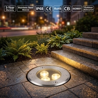 Lumière LED encastrée de qualité commerciale IP68 12V/24V basse tension en acier inoxydable avec capteur de lumière pour éclairage souterrain