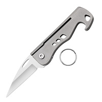 Couteau de poche compact en gros avec manche en titane 5Cr13, couteau pliant porte-clés, ouvre-bouteille, multi-outil pour le transport quotidien