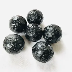 Ukiran Tangan Kristal Bulan Jelas Kuarsa Bulan Hitam Obsidian Bola Planet Bulan Realistis untuk Dekorasi