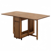 Ensemble de salle à manger pliable extensible en bambou, table peu encombrante avec 4 chaises, rangement et roulettes universelles pour petit salon