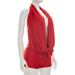 Viviblook J26RP134 Women Summer Romper Sexy Halter Solid Color Backless Sleeveless Twisted Casual One Piece Romper - Product Image 3