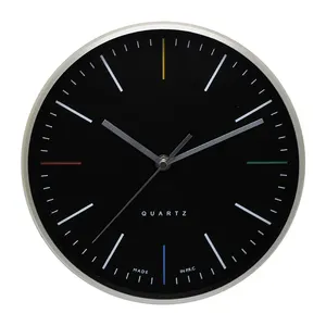 Silver Frame Color Numbers Dial Promotional 10 Inch Metal Aluminum Wall Clock Wholesale Modern Silent Custom Clock