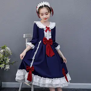 Lolita Dress Boutique di alta qualità Cute Blue Girls Lolita Style Dress 2021 Summer Hot Sale Girls' Dresses With Bow