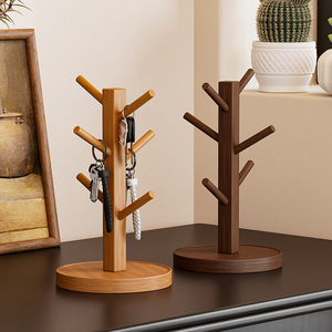 Entryway storage rack, key storage, decorative item, solid wood hanging rack, tabletop tray, eyeglasses and watch holder - Product Image 2
