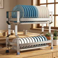 Support de Rangement pour Ustensiles de Cuisine Anti-Corrosion Longue Durée, Support de Table Multi-Niveaux Étanche Empilable en Acier Inoxydable pour Vaisselle