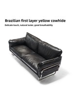 Canapé en cuir style Bauhaus, pieds en métal modernes, canapé italien minimaliste de luxe en tissu et cuir pour salon