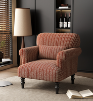 Fauteuil simple de style vintage, en bois massif rayé rétro, pour salon, maison d'hôtes, hôtel