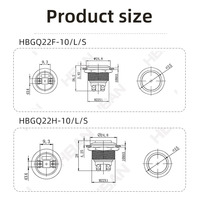 HBAN Usine 22mm antivandalisme, borne à vis, IP65, trottinette électrique étanche, bouton poussoir momentané NO