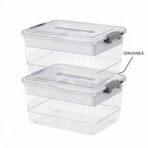 Caja de Almacenamiento de Plástico Transparente con Asa, Caja de Almacenamiento de Dos Niveles para Artículos del Hogar, Medicamentos, Herramientas, Cosméticos - Product Image 3