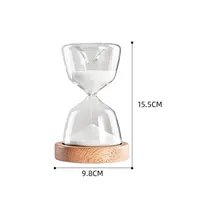 Moderno reloj de arena luminoso de 15 minutos temporizador de arena vidrio de Control remoto con luz nocturna inferior de madera para juguetes de escritorio decorativos para el hogar