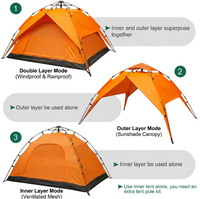 Tenda Berkemah Multifungsi Lapisan Ganda Kanopi Terpisah Tarp Penahan Panas 2 in 1 Tenda Keluarga Luar Ruangan untuk Berkemah Mendaki Perjalanan