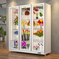 Refrigerador con Pantalla LED Brillante y Enfriador de Flores, Refrigerador Profesional con Vidrio Transparente