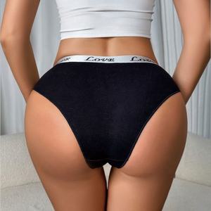 Sous-vêtements en coton pour femmes en gros, ceinture à lettres, mode <span class=keywords><strong>jeune</strong></span> fille, confortable, respirant, bikini, culottes simples teintes bon marché pour tous les jours - Product Image 5
