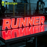 Lettres lumineuses personnalisées XDsign à LED en acrylique 3D, éclairage frontal néon, contrôle Bluetooth/télécommande, décoration publicitaire pour magasin