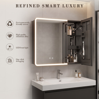 Miroir de salle de bain intelligent LED rectangulaire moderne en aluminium, avec boîte à mouchoirs intégrée, pour hôtels et villas, garantie 3 ans