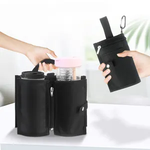 Custom Foldable Luggage Travel Drink Bag Cup Holder Fits All Suitcase Handles Free Hand Drink Caddy