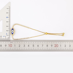 Braccialetto Occhio del Diavolo in Vendita, Placcato Oro, Regolabile, con Micro-incastonatura di Zirconi, Portafortuna per Donne e Ragazze - Product Image 6