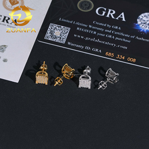 GRA Certificate Bulk Stock in America Warehouse Fashion Jewelry Iced Out S925 Screw <strong>Back</strong> VVS1 Moissanite Square Stud <strong>Earrings</strong> - Product Image 5