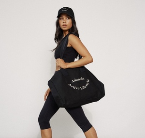Sac fourre-tout en toile noire grande capacité de marque DB-0128 pour le sport et les loisirs (vente en gros) - Product Image 3