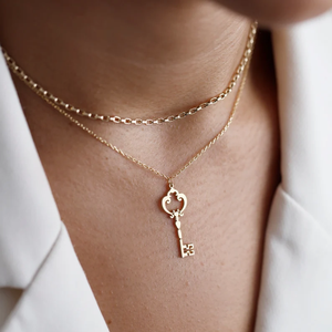 Collar de llave de acero inoxidable de 316 L, collares delicados de joyería delicada de lujo, collar de llave de oro de 18 quilates de Venta caliente - Product Image 2