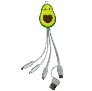 Porte-clés en PVC en forme d'avocat, câble de charge USB 3 en 1, 4 en 1, nouveauté, forme de fruit, USB portable <span class=keywords><strong>type</strong></span> C, micro, tout-en-un, cadeau - Product Image 1