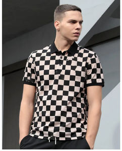 Hoge Kwaliteit Custom Printing Ontwerp Mannen Dambord Casual Mode Spandex Katoen Golf Polo Shirt - Product Image 3