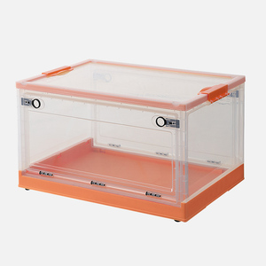 Orange Side Open Door Collapsible Square Foldable Storage Plastic Shelf Container Boxes Bins Organizer Cabinet