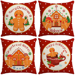 Décorations de Noël rouges de Style conte de fées maison de biscuits et homme en pain d'épice pour la décoration intérieure chaleureuse-housse de coussin de canapé en gros - Product Image 3