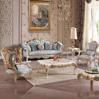 Ensemble canapé sectionnel en bois massif sculpté de style européen en feuille d'or pour hôtel palais ou villa de luxe meubles de salon