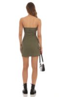 OEM/ODM 2023 Été Mode Femmes Sexy Cargo Ceinture Denim Robe Décontractée Fille Mini Robe en Vert Couleur Personnalisée Poche Poitrine Ceinture