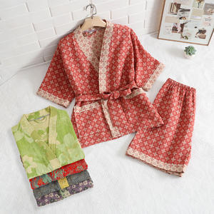 Batas de kimono <span class=keywords><strong>para</strong></span> <span class=keywords><strong>parejas</strong></span>, ropa de casa, traje de sauna de algodón, bata de baño fina, absorbente y de secado rápido, camiseta y pantalones de pijama - Product Image 1