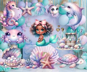 Décoration de fête sur <span class=keywords><strong>le</strong></span> thème <span class=keywords><strong>des</strong></span> <span class=keywords><strong>sirènes</strong></span>, découpes décoratives, accessoire d'anniversaire, panneau de jardin, thème sous-marin, en plastique, pour bébé - Product Image 2