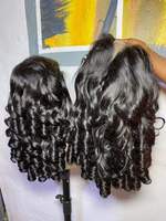 Perruque de cheveux vietnamiens naturels bouclés et volumineux, perruque frontale en dentelle HD transparente 13x6, double densité, 100% cheveux humains vierges non traités
