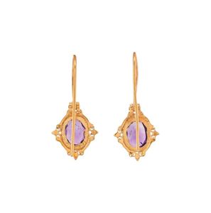 Pendientes de Plata de Ley Vermeil con Baño de Oro y Amatista, Joyería de Moda Geométrica de Tendencia para Mujer, Hechos a Mano - Product Image 3