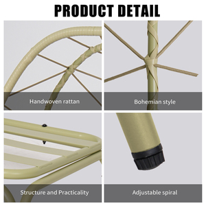 Modern PE Rattan <strong>Double</strong> Patio <strong>Egg</strong> <strong>Chair</strong> Ottoman Wicker Outdoor <strong>Cushion</strong> 2 Person Lounge <strong>Chair</strong> Footrest Balcony Garden Backyard - Product Image 6