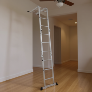 Échelle pliante en aluminium 12,5 pieds, 12 marches, Type 1, capacité 300 lb, usage domestique, design minimaliste, échafaudage combiné - Product Image 2