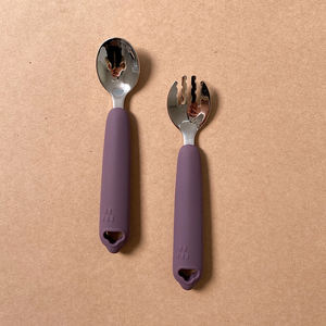 Cuillère et fourchette en silicone pour bébé, en acier inoxydable, sans BPA, 5 pièces - Product Image 1