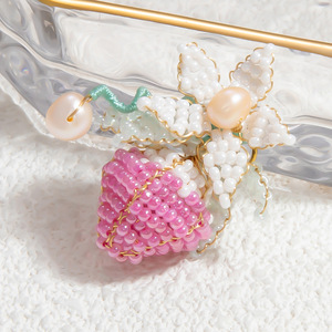 Pendentif en verre fait main, accessoires de bijoux DIY, breloques thème fruits (raisins, ananas, fraises), en acier inoxydable, cadeau unisexe - Product Image 2