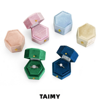 Boîte à bague hexagonale personnalisée avec logo, à couvercle rabattable et serrure, pour demande en mariage, fiançailles, cadeau, élégante boîte à bijoux en velours