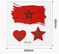 Autocollants de tatouage imperméables du drapeau du Maroc et de 48 pays, autocollants pour le visage écologiques, transfert à l'eau, logo personnalisé