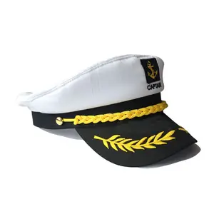 Fashion Cosplay Navy Sailor Yacht Captains Hat For Adults Adjustable Costume Hat Accessory Stylish Boat Captain Hat For Party