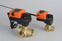 Vanne à boisseau sphérique motorisée Winvall pour traitement de l'eau, commande 0-10V 4-20mA, 3 voies, en laiton, actionneur électrique 24V AC/DC, vannes proportionnelles