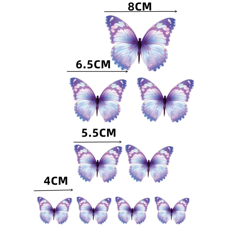 9pcs purple butterfly