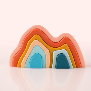 새로운 아기 건물 몬테소리 레인보우 스택 모듈 실리콘 스태킹 장난감 교육용 치아 블록 세트 - Product Image 1
