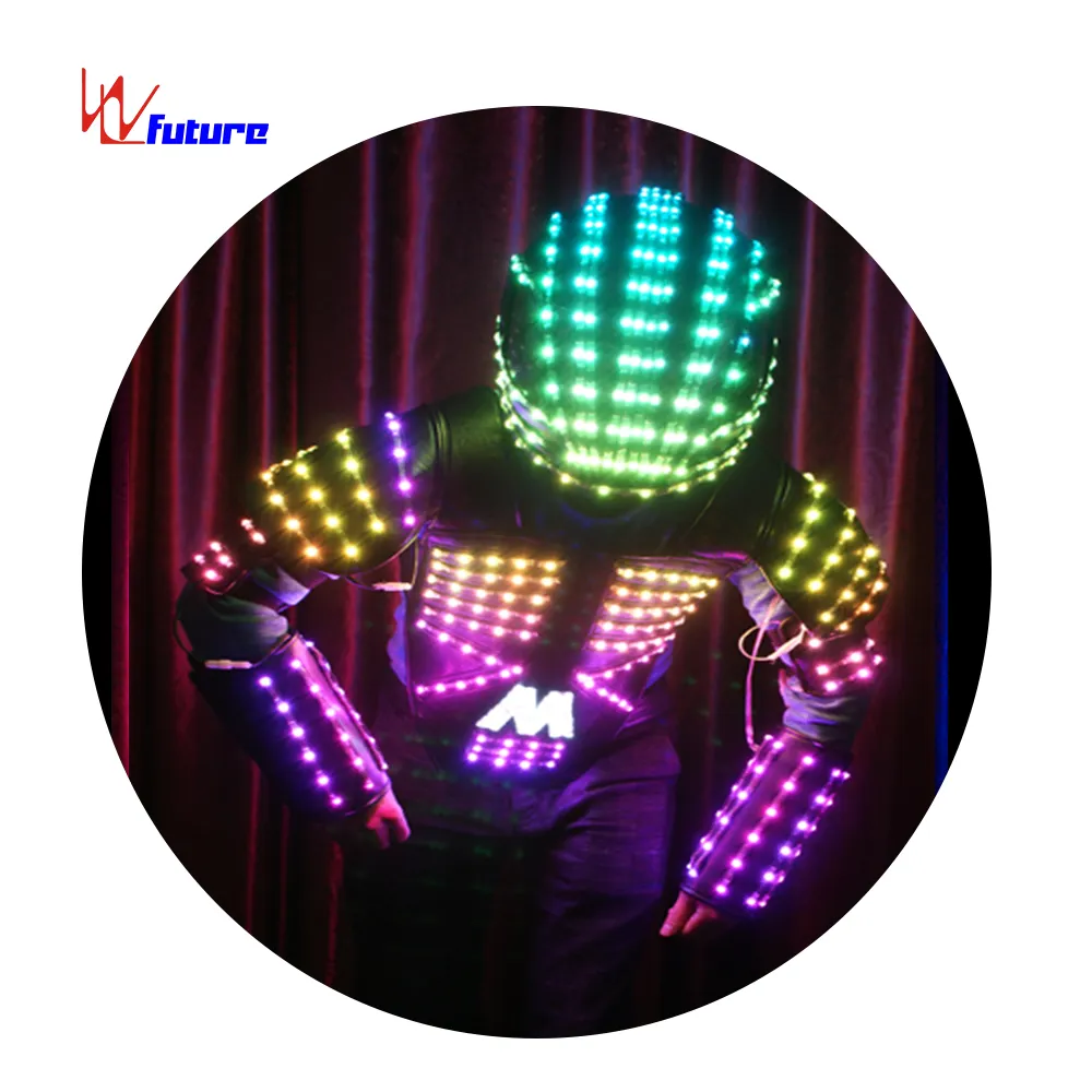 433 무선 통제 풀그릴 재킷 빛난 헬멧 무선 DMX512 춤 복장, LED 빛 재즈 춤 복장