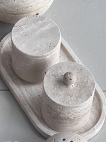 Stonekocc Wabi-sabi Beige Jaune Marbre Naturel Travertin Pierre Réservoir De Stockage Pot Divers Boîte De Rangement Pot avec Couvercle